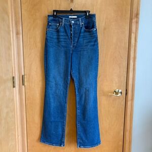 Levis Ribcage Bootcut Jeans Womens 31 Blue High Rise Button Fly 36934-0012